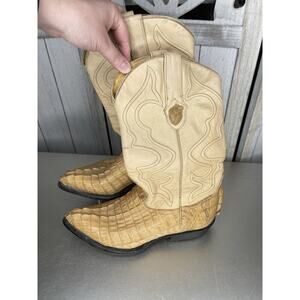 Wild West Western Boots Tan Cream Gator Croc Men's Sz 6.5 EE Extra WIDE Exotic